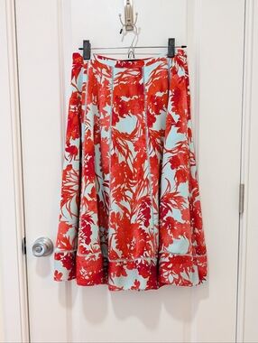 Banana Republic Floral A-Line Midi Skirt